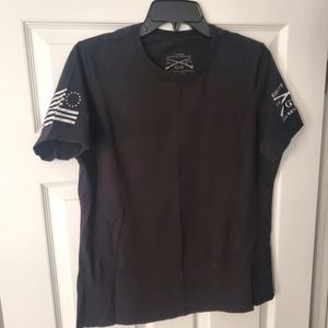 Grunt Style Tee, Black, Size L, Betsy Ross flag/GS emblem on sleeves, like new